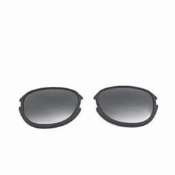 A pair of black sunglass lenses with a gradient tint. Features a clean and simple design.