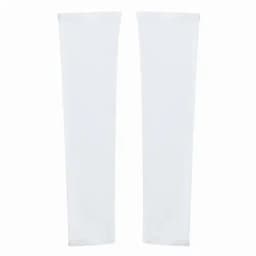 A pair of white arm sleeves on a plain background, featuring a smooth and stretchy design.