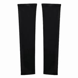 A pair of black arm sleeves made from stretchy fabric, designed for comfort and fit.