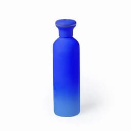 A drink bottle in a gradient of blue shades, featuring a smooth matte finish and a rounded top.