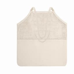 A tote bag with a cream mesh top and solid bottom, featuring two sturdy straps.