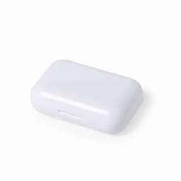 A white storage case with a smooth, glossy finish and a hinged lid.