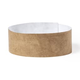 A round, brown paper band with a smooth inner surface, featuring a simple design and no visible branding.