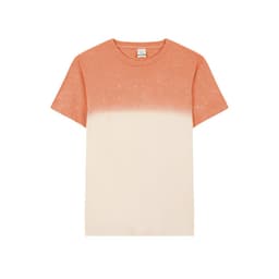 A T-shirt featuring an orange and cream gradient colour scheme, with a classic crew neck design and short sleeves.