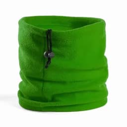 A green fleece neck warmer with a toggle adjustment. Ideal for keeping warm in cold weather.