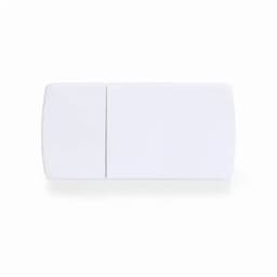 A drink bottle in white with a sleek, minimal design and a subtle logo on the surface.