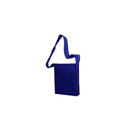 A blue non-woven sling bag with an adjustable strap and a single main compartment. It has a logo on the front.