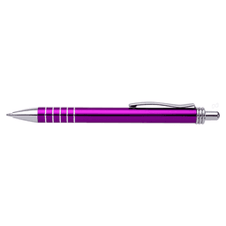 A purple metal pen with a chrome clip and accents, featuring a sleek design.