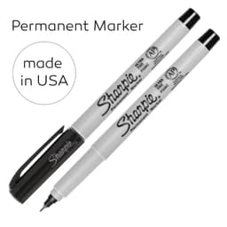 A set of black ultra fine permanent markers with a clip, featuring a branding logo. Made in the USA.