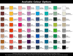 A colour palette featuring various shades including Chocolate, Yellow, and Turquoise, with a texture effect.