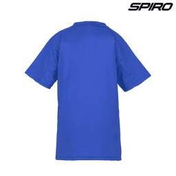 A blue Youth Impact Performance Aircool T-shirt featuring a logo. Back view shown with short sleeves.