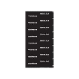 A multi-functional headwear accessory in black, featuring a repeated logo pattern.