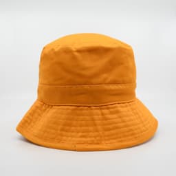 An orange HW24 Bucket Hat with a wide brim and a textured design, featuring a logo.
