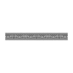 A headband featuring intricate black patterns on a white background, suitable for promotional use.