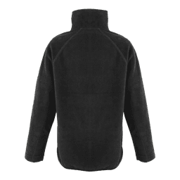 A black recycled PET youth quarter-zip fleece top displayed from the back, featuring a collar and long sleeves.