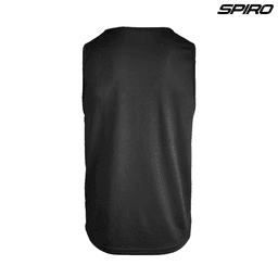 A black Youth Impact Performance Aircool Singlet featuring a logo. Back view of the sleeveless design.