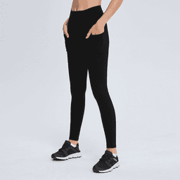 Black high-rise training full tights with pockets, designed for active wear. Features a fitted style and minimalistic look.