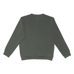 A dark green crewneck sweater in a relaxed design, featuring long sleeves and a rounded neckline.