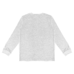 A grey long sleeve tee with a relaxed fit and a simple design, featuring a logo on the back.