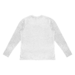 A long-sleeve tee in light grey with a logo, featuring a relaxed fit and simple design.