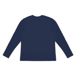 A navy long sleeve tee with a plain back and fitted silhouette, featuring a logo.