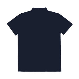 A navy polo shirt with a classic collar and a logo on the side. Features a short-sleeve design.