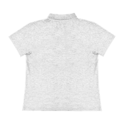 A light grey ladies' polo shirt featuring a collar, short sleeves, and a logo.