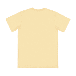 A yellow adult t-shirt with a plain back, featuring a logo at the neck area.