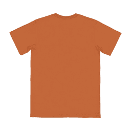 An orange adult t-shirt featuring a plain back design and a logo on the back.