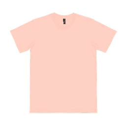 A light pink adult t-shirt with a standard crew neck and an accompanying logo.