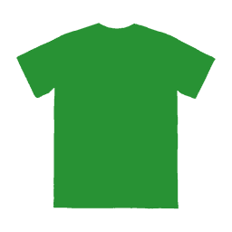 A green adult t-shirt with a plain back, featuring a logo.