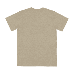 A beige adult t-shirt featuring a plain back design and a branding logo.