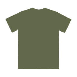 A plain green adult t-shirt with a crew neck and short sleeves, featuring a logo on the front.