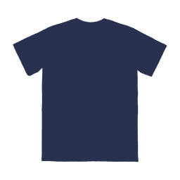A dark navy blue adult t-shirt featuring short sleeves and a crew neckline. It has a logo printed on it.