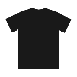 A black adult t-shirt featuring a plain design on the back. It has a logo on the front.