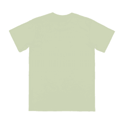 A light green adult t-shirt featuring a plain back with a logo on the upper area.
