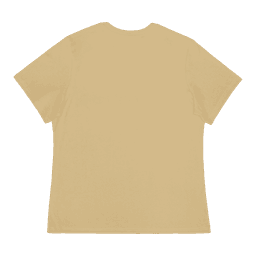 A yellow ladies' t-shirt, featuring a plain back and short sleeves, has a small logo on the neckline.
