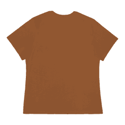 A rust-coloured ladies T-shirt with a relaxed fit and a plain back, featuring a logo.