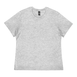 A light grey women's t-shirt with short sleeves and a simple design, featuring a small logo.