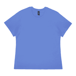 A light blue ladies' t-shirt with a casual fit and a logo on the label.