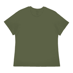 A dark green ladies' t-shirt with a classic round neckline and short sleeves. Features a logo on the label.