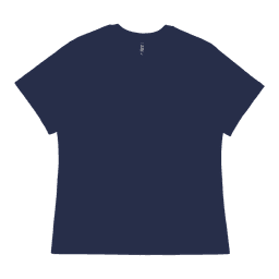 A navy blue ladies' t-shirt with a relaxed fit and a brand logo on the neckline.