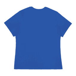 A blue ladies' T-shirt featuring a simple design and short sleeves, with a logo on the front.