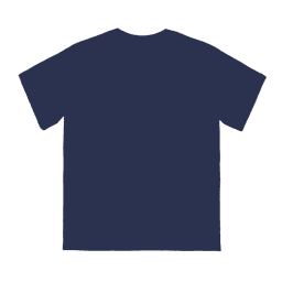 A navy blue youth T-shirt with a round neckline and short sleeves, featuring a logo on the front.