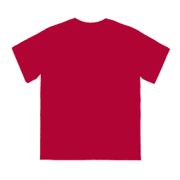 A red youth tee featuring a simple design and a logo on the back. Suitable for casual wear.