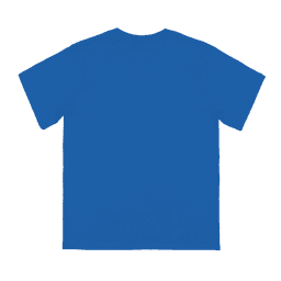 A blue youth t-shirt featuring a plain design on the back. It has a logo or branding detail.