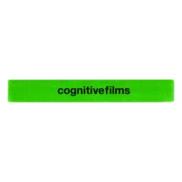 A reflective slap wristband in vibrant green featuring a logo or branding.