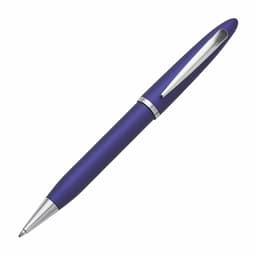 A metal pen in a deep purple colour with a silver clip and trim. It features a sleek, smooth design.