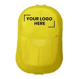 A yellow drink bottle with a smooth surface and a logo area on the front.