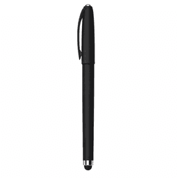 A black fidget gel pen with a sleek design and a silver accent at the tip, featuring a clip for easy carrying.